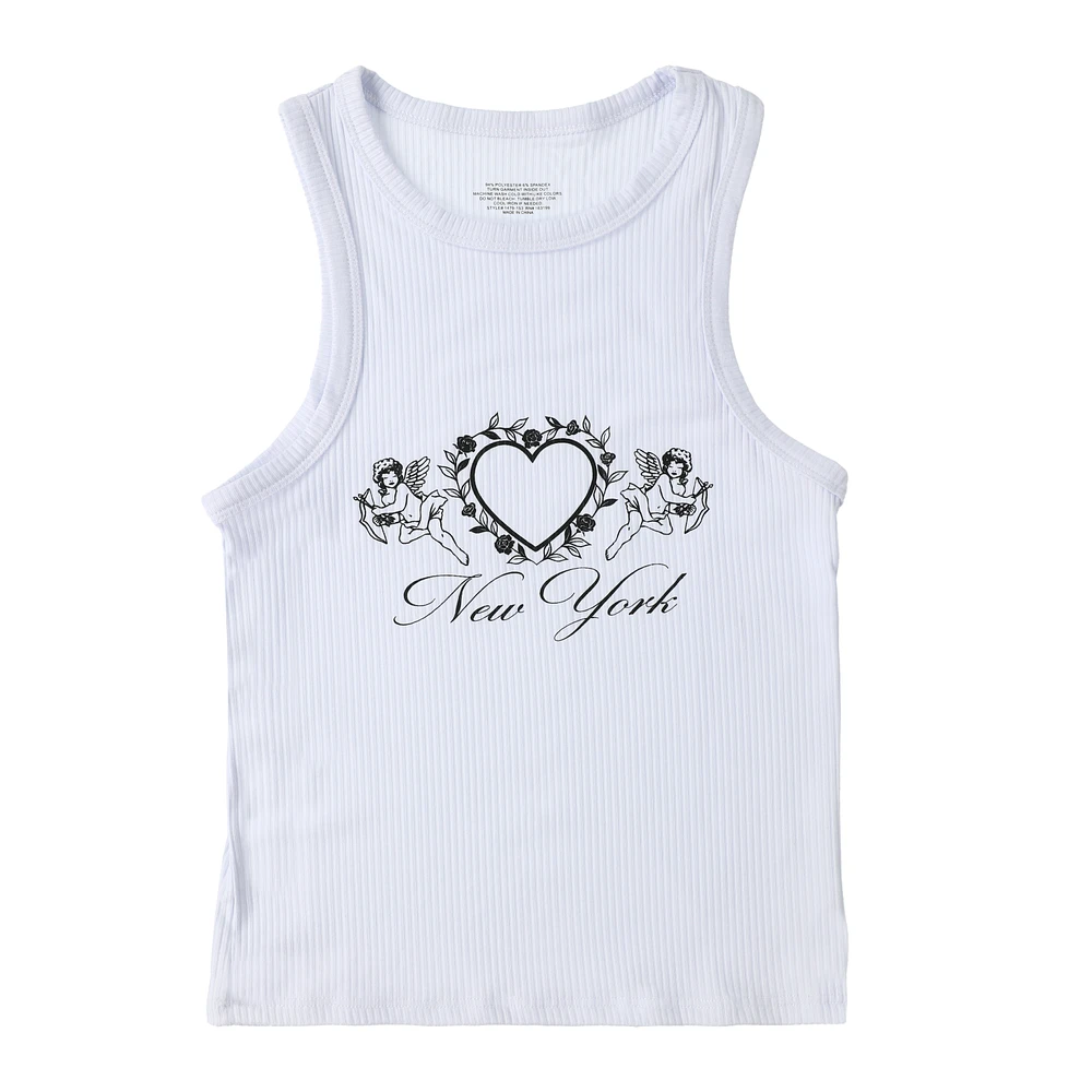 'New York' Heart Ribbed Pajama Tank Top