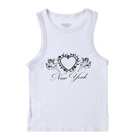 'New York' Heart Ribbed Pajama Tank Top