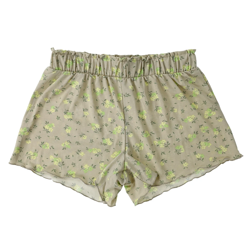 Printed Lettuce Trim Pajama Shorts