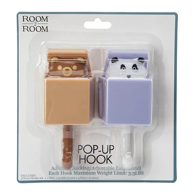 Novelty Animal Pop-Up Hooks 2-Pack