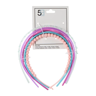 Assorted Plastic Headbands 5-Count