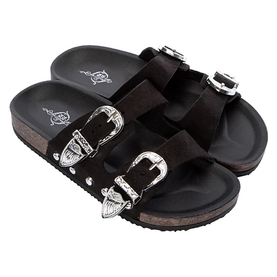 Ladies Western Double-Buckle Slide Sandals