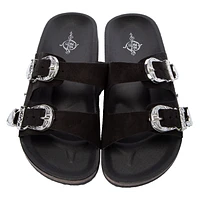 Ladies Western Double-Buckle Slide Sandals