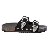 Ladies Western Double-Buckle Slide Sandals