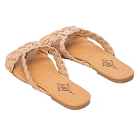 Ladies Braided Double-Band Slide Sandals