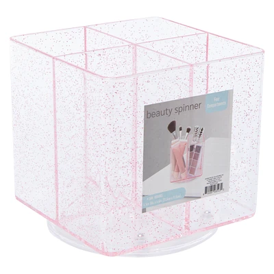 4-Compartment Glitter Beauty Spinner 4.5in x 4.6in