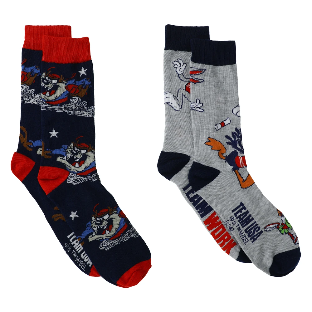 Looney Tunes x Team USA Mens Crew Socks 2-Pack