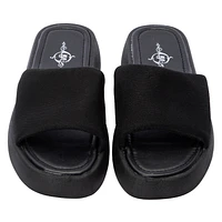 Ladies Black Mesh Platform Slides