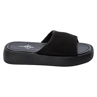 Ladies Black Mesh Platform Slides