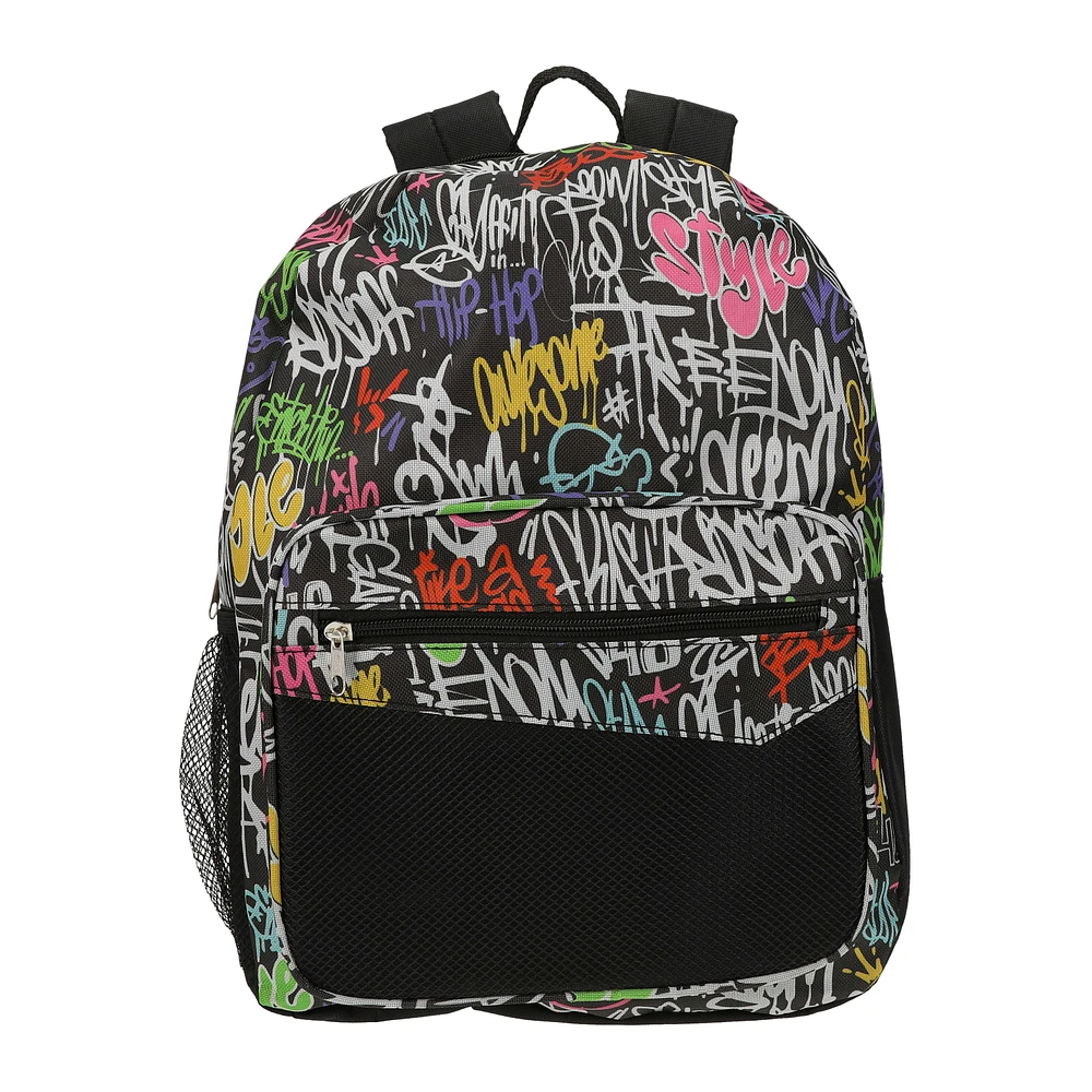 All-Over Print Backpack With Mesh Pocket 16in
