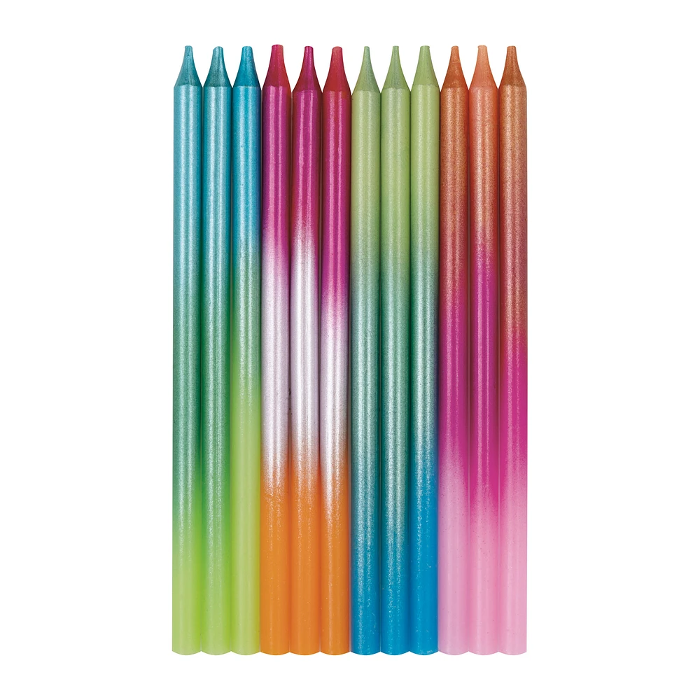 Neon Ombre Birthday Candles 12-Count