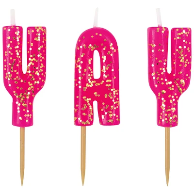 YAY Glitter Birthday Candles 3-Count