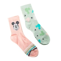 Ladies Disney Mickey Mouse Mid-Crew Socks 2-Pack