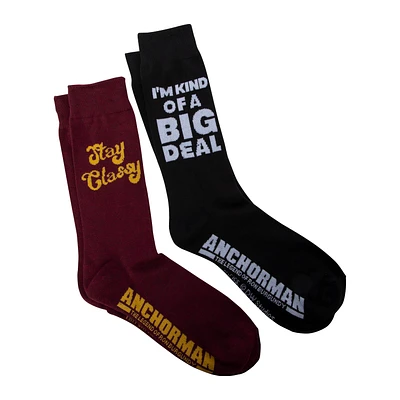 Anchorman: The Legend of Ron Burgundy Mens 'Stay Classy' Crew Socks 2-Pack