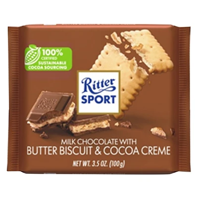 Ritter Sport Milk Chocolate With Butter Biscuit & Cocoa Creme 3.5oz