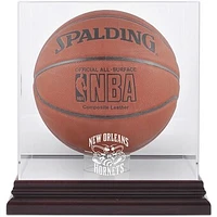 New Orleans Hornets Mahogany Hardwood Classics 2008 - 2013 Team Logo Basketball Display Case with Mirrored Back