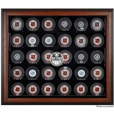 Edmonton Oilers 30-Puck Brown Display Case