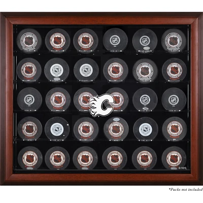 Calgary Flames 30-Puck Mahogany Display Case