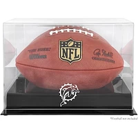 Miami Dolphins Black Base Football Logo Display Case with Mirror Back