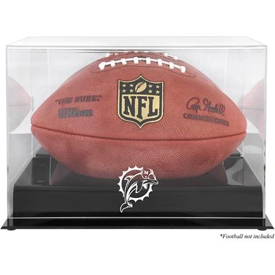 Miami Dolphins Black Base Football Logo Display Case with Mirror Back