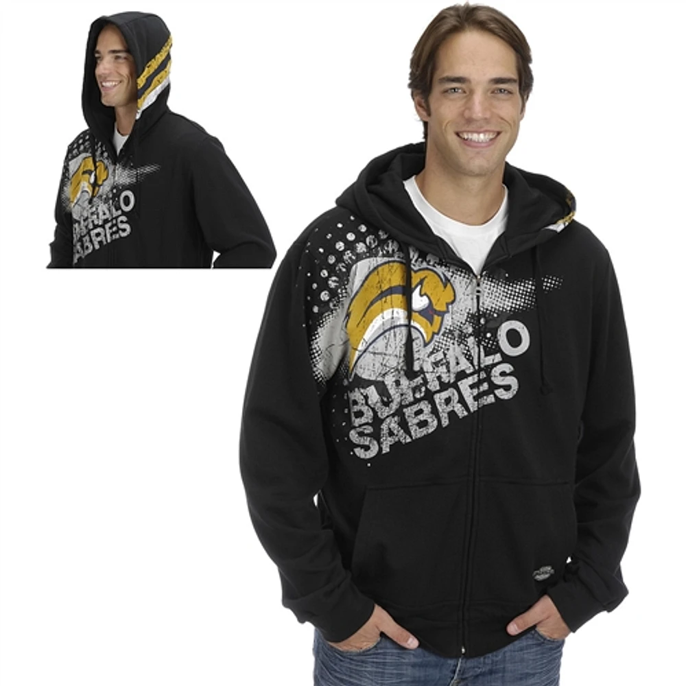 NHL Rinkside Buffalo Sabres Distressed Full-Zip Hooded Sweatshirt