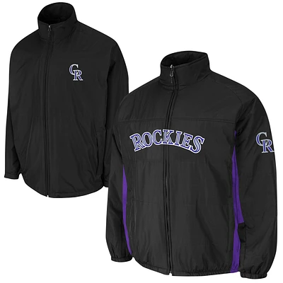 Men's Majestic Black Colorado Rockies Triple Climate 3-In-1 On-Field Jacket