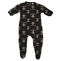 New Orleans Saints Infant Piped Raglan Full Zip Coverall - Black