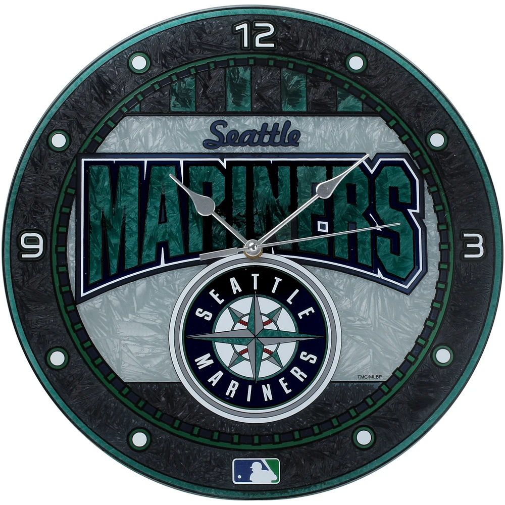 Seattle Mariners Art Glass Wall Clock