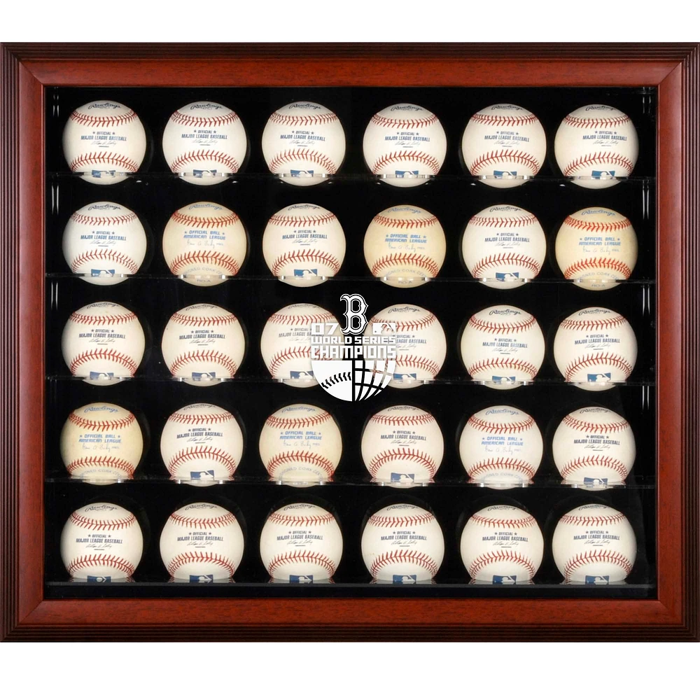 Boston Red Sox 2007 World Series Champs Logo Mahogany Framed 30-Ball Display Case