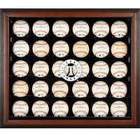 Texas Rangers Logo Brown Framed 30-Ball Display Case