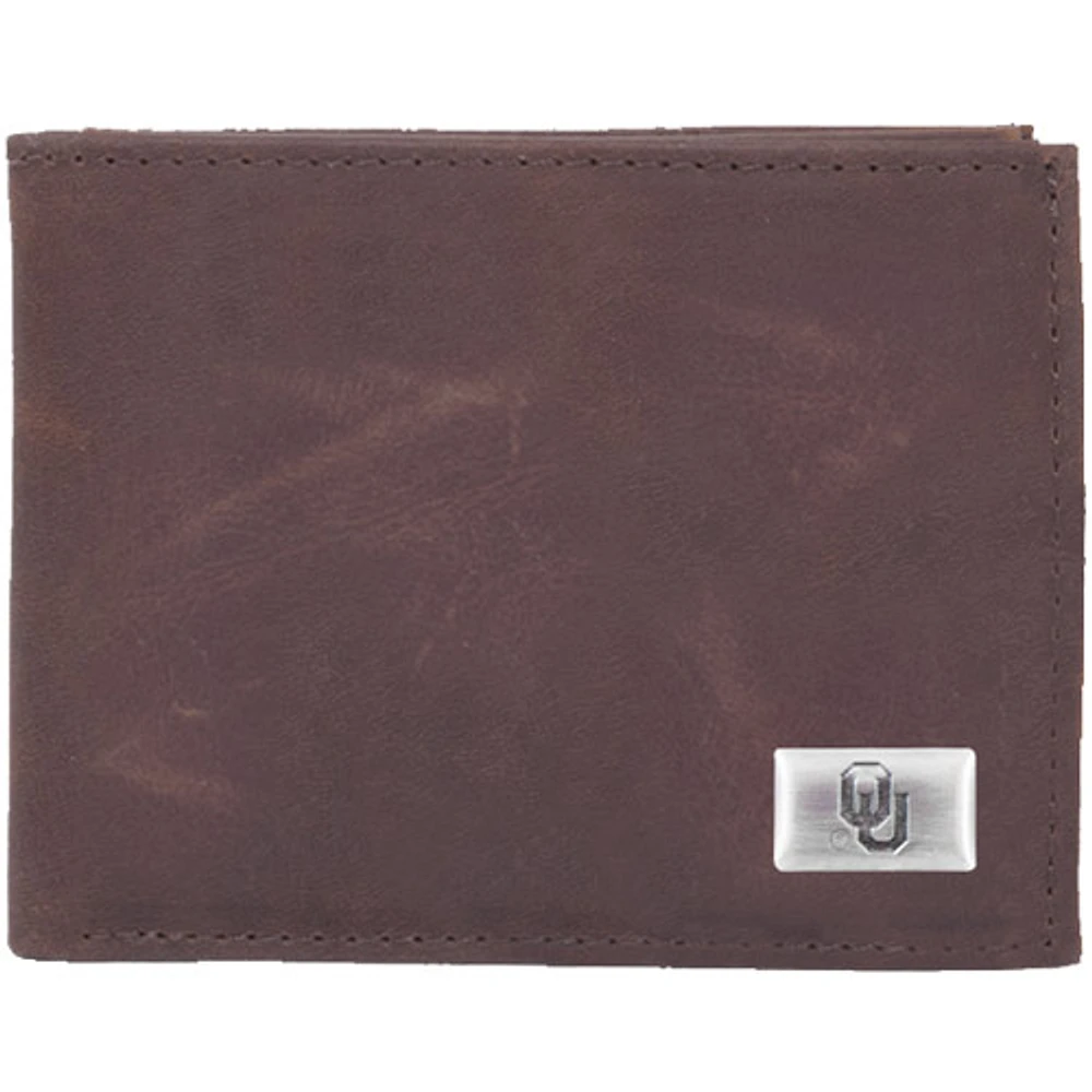 Oklahoma Sooners Leather Billfold with Concho - Brown