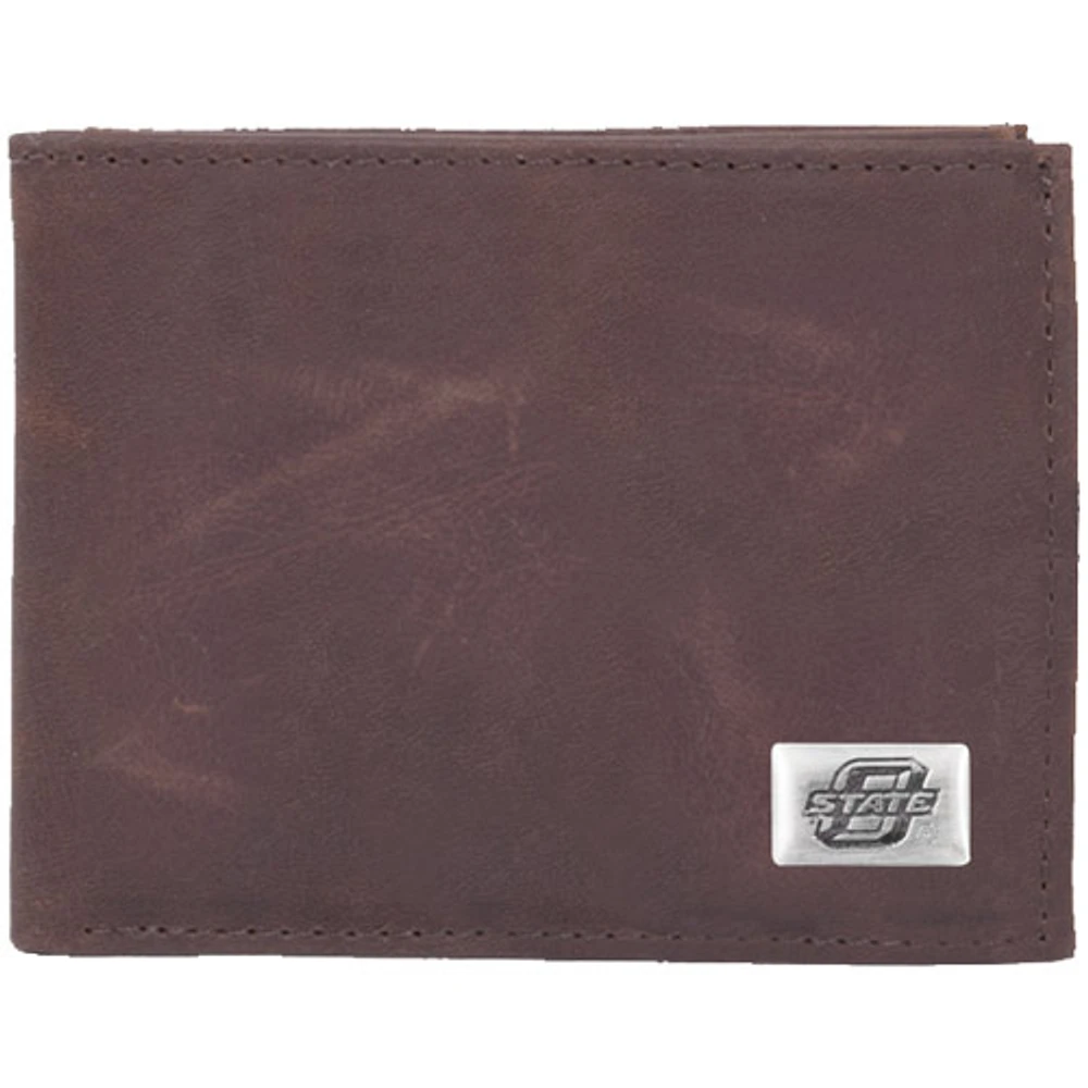 Oklahoma State Cowboys Leather Billfold with Concho - Brown