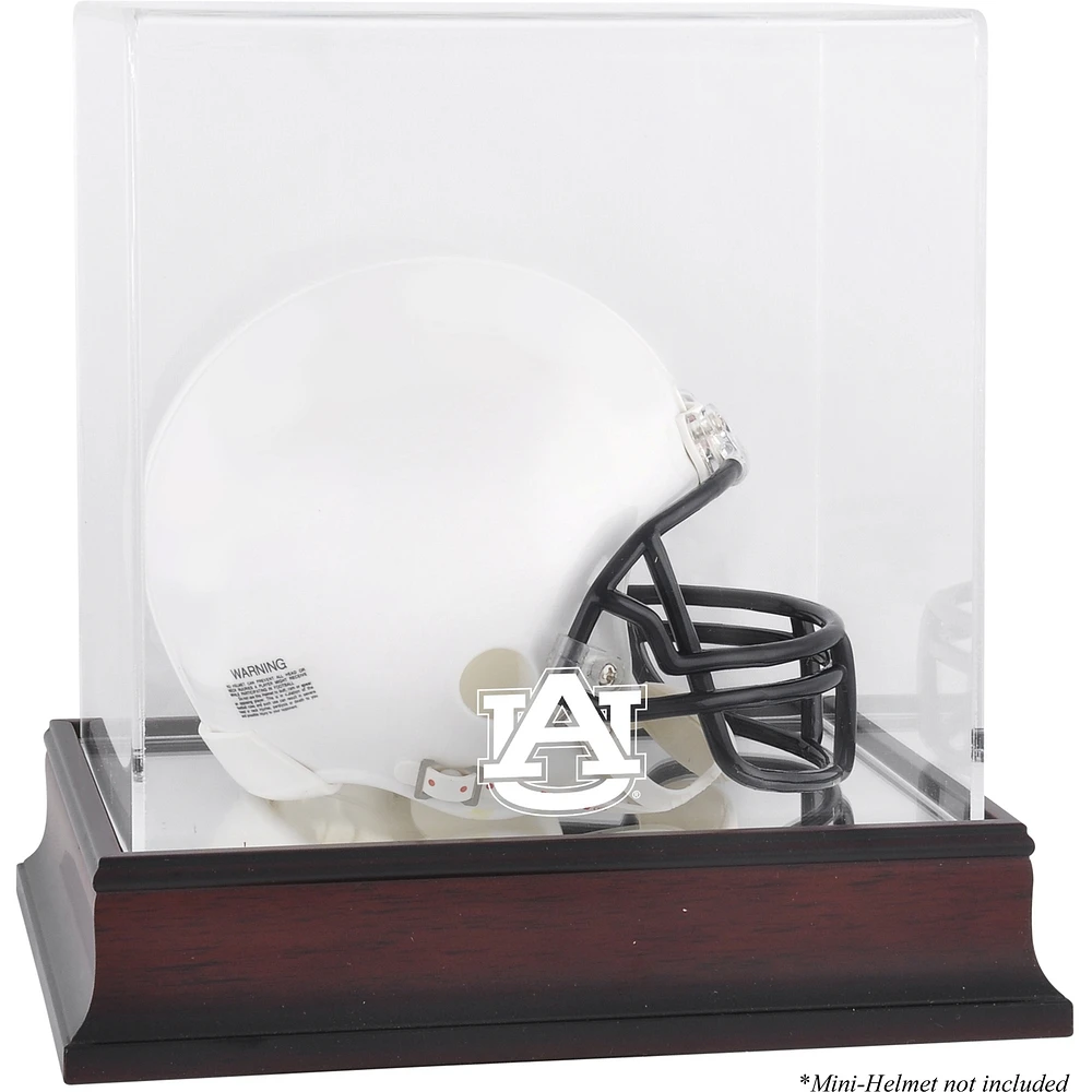 Auburn Tigers Mahogany Logo Mini Helmet Display Case with Mirror Back