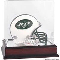 New York Jets Throwback Logo 1998 - 2018 Mahogany Logo Mini Helmet Display Case