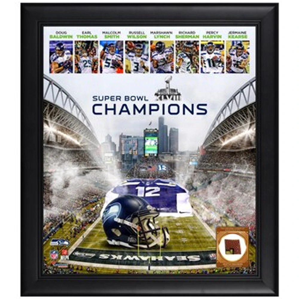 Seattle Seahawks Framed 15" x 17" 12s Super Bowl XLVIII Champions Collage with Game-Used Ball