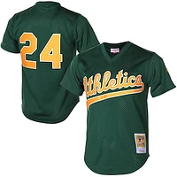 Men's Mitchell & Ness Rickey Henderson Green Athletics Cooperstown Mesh Batting Practice Jersey