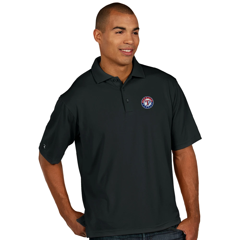 Men's Antigua Charcoal Texas Rangers Desert Dry Xtra-Lite Polo