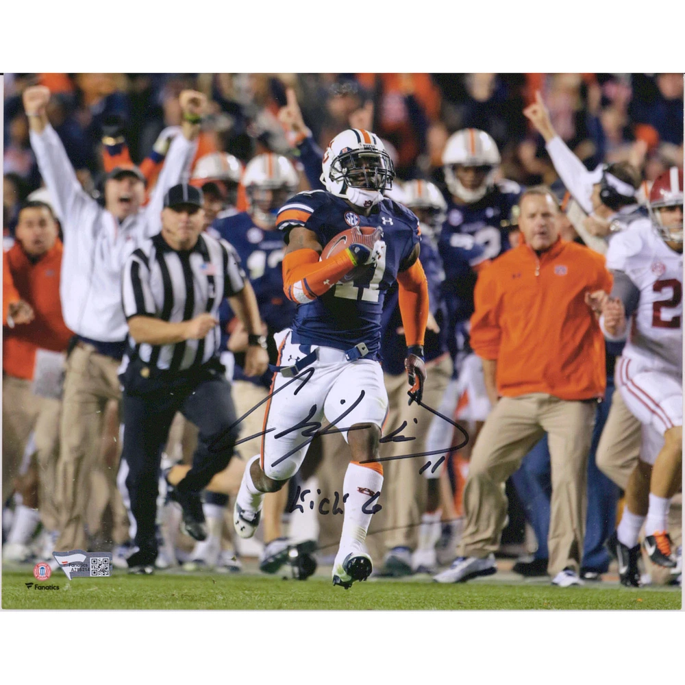 Chris Davis Auburn Tigers Autographed 8'' x 10'' Running Photograph with "Kick 6" Inscription