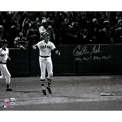 Carlton Fisk Boston Red Sox Autographed 16'' x 20'' Watching HR Photograph with Stay Fair! Stay Fair! Inscription