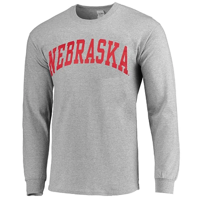 Nebraska Huskers Ash Vertical Arch Long Sleeve T-shirt