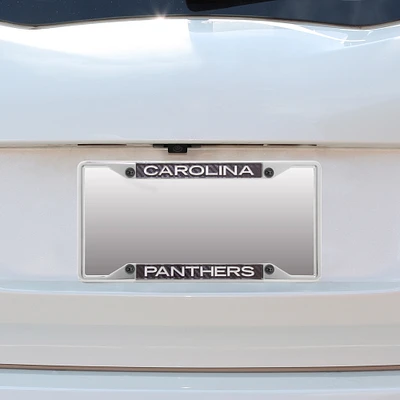 Carolina Panthers Small Over Small Carbon Fiber License Plate Frame with Matte Letters