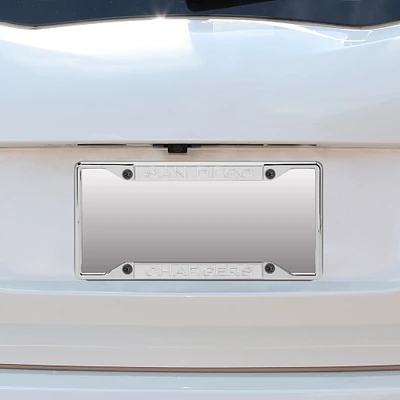 San Diego Chargers Small Over Small Silver Matte License Plate Frame with Mirror Letters