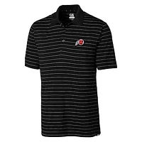 Men's Utah Utes Cutter & Buck Black Franklin Stripe DryTec Polo