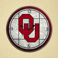 Oklahoma Sooners Art-Glass Clock