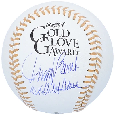 Johnny Bench Cincinnati Reds Autographed Gold Glove Baseball with "10x Gold Glove" Inscription