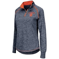 Women's Colosseum Navy Syracuse Orange Bikram Lightweight Fitted Quarter-Zip Long Sleeve Top