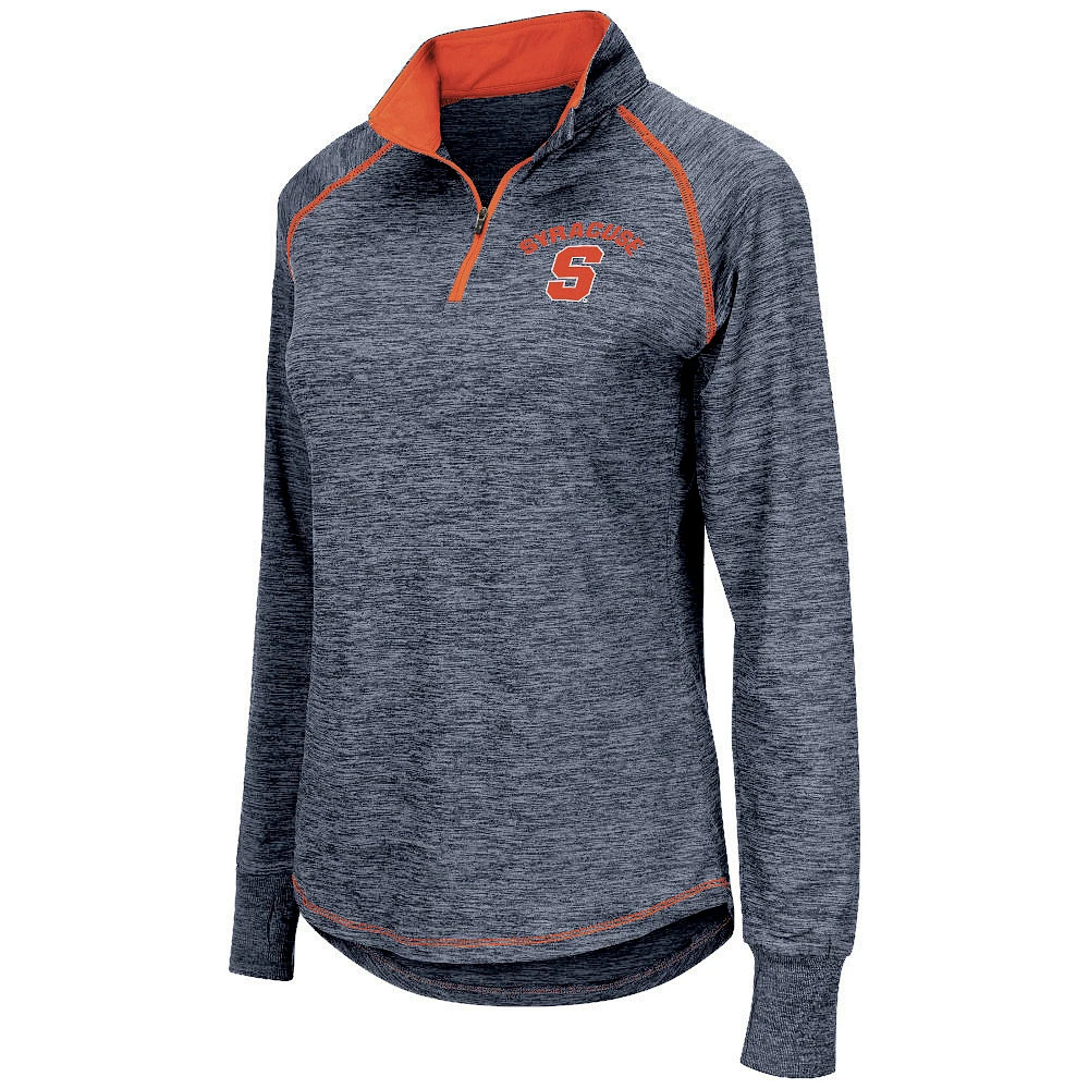 Women's Colosseum Navy Syracuse Orange Bikram Lightweight Fitted Quarter-Zip Long Sleeve Top