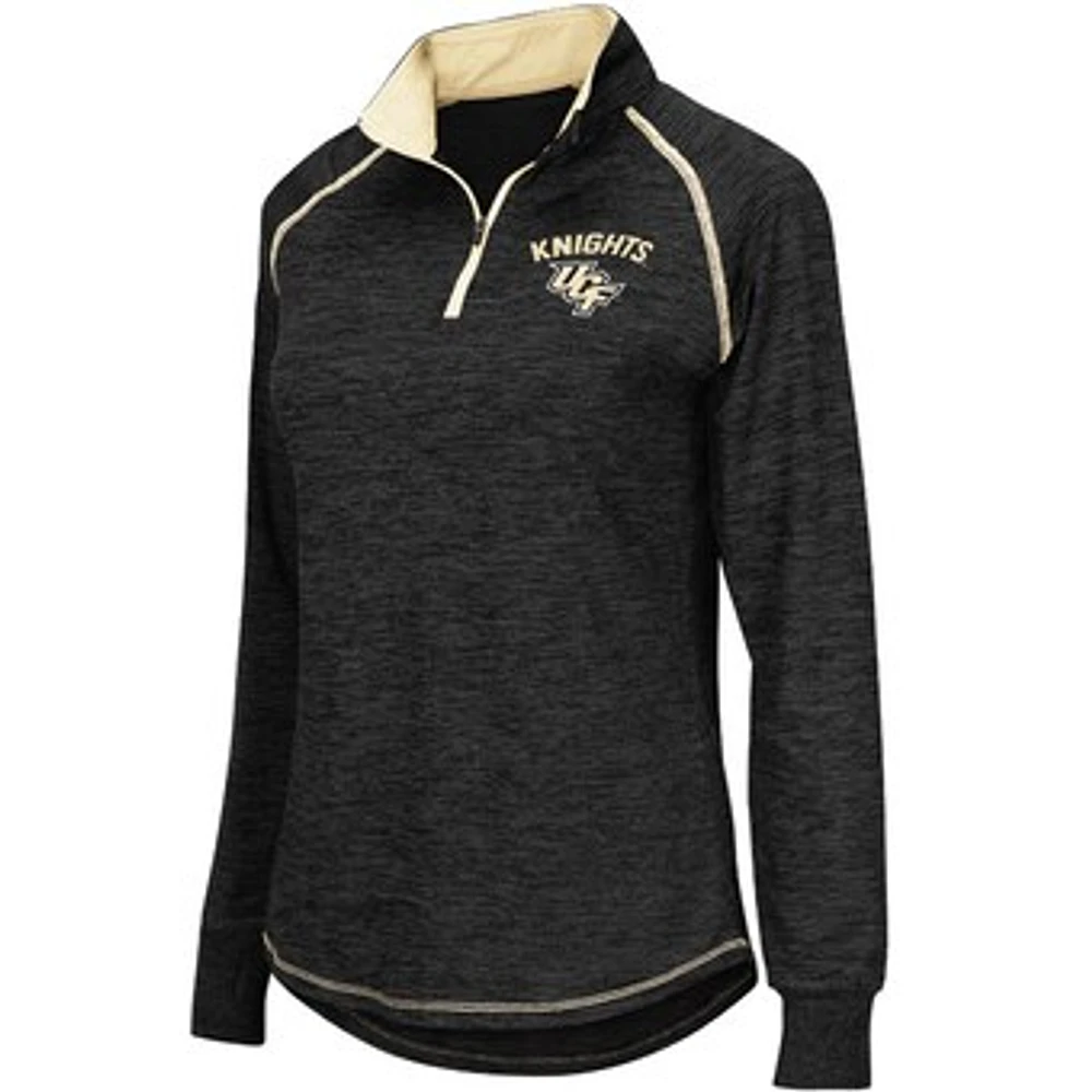 Women's Colosseum Heather Black UCF Knights Bikram Lightweight Fitted Quarter-Zip Long Sleeve Top