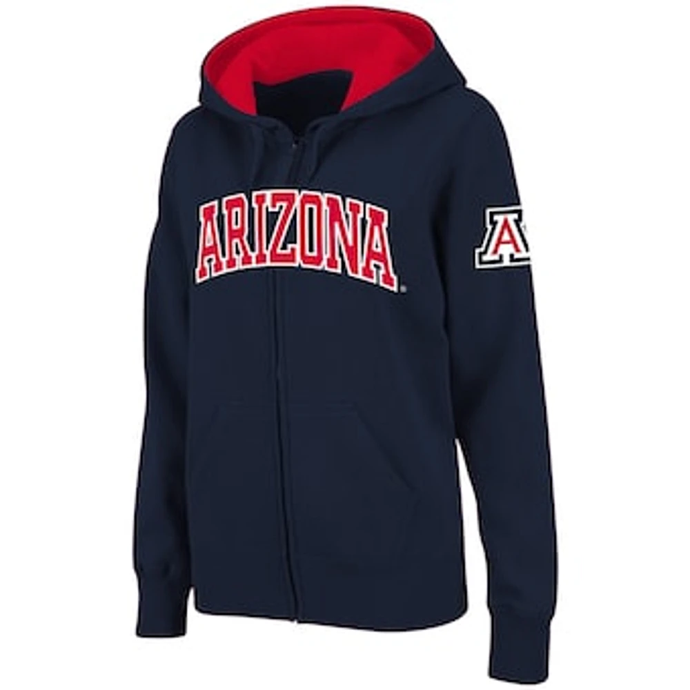 Women's Stadium Athletic Navy Arizona Wildcats Arched Name Full-Zip Hoodie