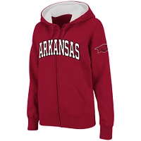 Women's Stadium Athletic Cardinal Arkansas Razorbacks Arched Name Full-Zip Hoodie